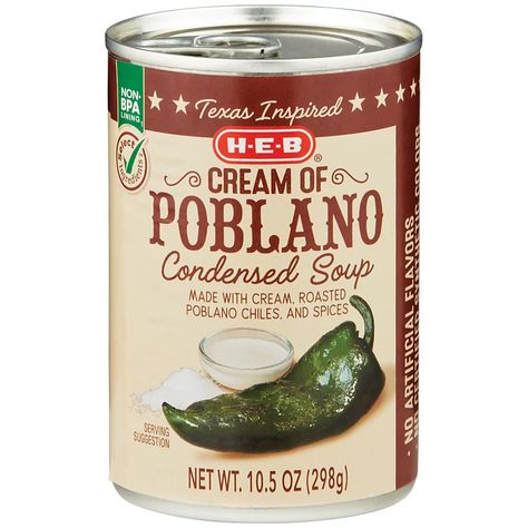 H-E-B Select Ingredients Cream of Poblano Condensed Soup - Shop Soups & Chili at H-E-B Condensed Soup Recipes, Cream Of Poblano Soup, Poblano Soup, Poblano Chili, Tex Mex Chicken, Chicken Casserole Recipe, Condensed Soup, Chicken Recipes Casserole, Cooking Prep