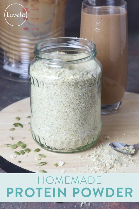 Homemade protein powder (vegan & paleo) - Luvele AU Diy Pea Protein Powder, How To Make Your Own Protein Powder, Homemade Vegan Protein Powder, Homemade Vanilla Protein Powder, Make Your Own Protein Powder, Protien Powders Diy, Diy Protein Powder Homemade, Homemade Protein Powder Recipes, Vegan Protein Powder Recipes