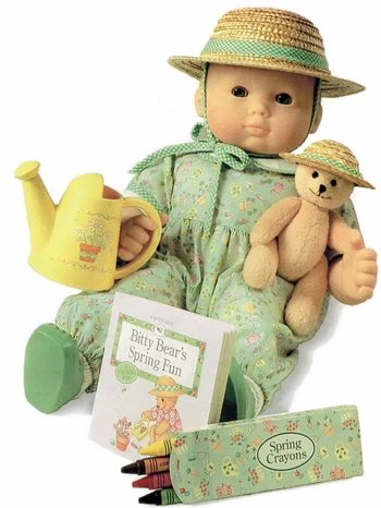 What Baby Needs, Bitty Baby American Girl, Childhood Aesthetic, Bitty Twins, Garden Gloves, Spring Fun, Red Gloves, Nostalgic Toys, Gardening Outfit