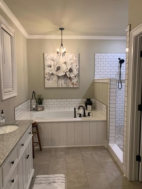 Double Wide Bathroom Remodel, Storage Ideas Small Bathroom, Bathroom Tub Remodel, Mobile Home Bathroom, Master Suite Bathroom, Tub Remodel, Hidden Storage Ideas, Full Bathroom Remodel, Shower Designs