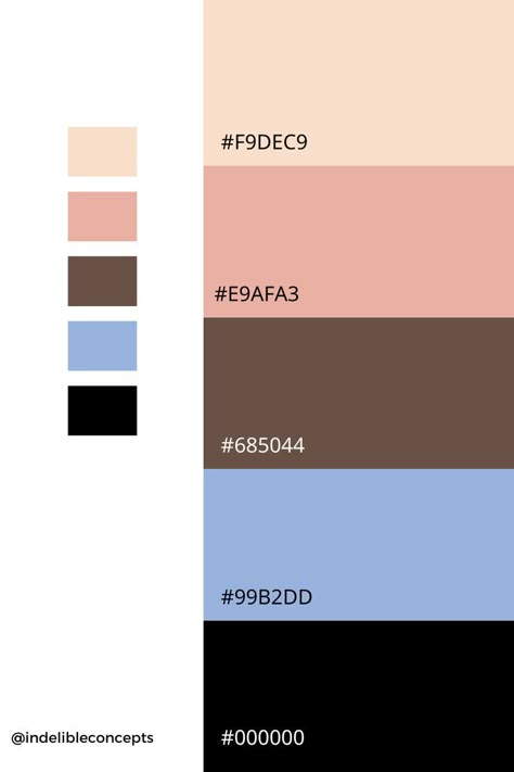 Pink Brown Blue Color Scheme, Brown And Peach Outfit, Blue Pink Brown Palette, Peach Blue Color Palette, Brown Pink Color Palette, Pink And Brown Color Palette, Brown And Blue Color Palette, Color Palette Brown, Canva Colors