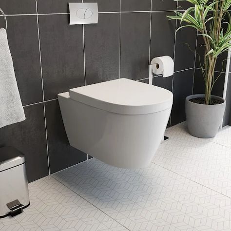 affine-bordeaux-wall-hung-toilet-soft-close-seat Modern Toilets, Hanging Pans, Wall Toilet, Traditional Toilets, Concealed Cistern, Modern Toilet, New Toilet, Back To Wall Toilets, Wall Hung Toilet