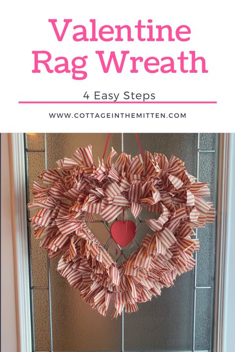 Valentine Rag Wreath, Valentine Wreath Diy, The Mitten, Diy Valentines Decorations, Dried Flower Wreaths, Yarn Wreath, Rag Wreath, Valentines Ideas, Valentine Ideas