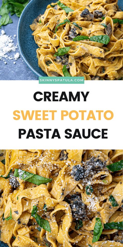 Pasta Sauce Alternatives, Recipe With Half And Half, Sweet Potato Pasta Recipe, Sweet Potato Pasta Sauce, Sweet Potato Sauce, Sweet Potato Pasta, Alfredo Sauce Recipe Homemade, Healty Dinner, Potato Pasta