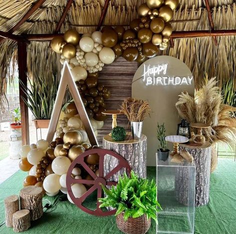 21st Bday Ideas, Rodeo Party, Cowboy Decorations, Cowboy Theme, Instagram Happy Birthday, Balloon Decorations, Candy Bar, Ladder Decor, Balloons