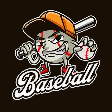 Baseball mascot cartoon logo illustratio... | Premium Vector #Freepik #vector #baseball #mascot-design #baseball-ball #mascot-logo Baseball Logo Design, Flyers Ideas, Baseball Ideas, Baseball Mascots, Logo Club, Travel Baseball, Baseball Logo, Baseball Ball, Baseball Coach