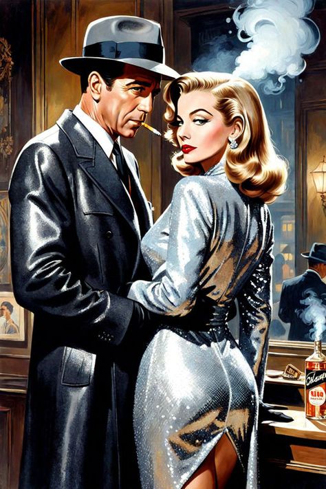 Pulp Noir Art, 1950s Character Art, Pulp Art Noir, Antler Art Drawing, Vintage Detective, Pinup Poster, Chasing Money, Jack Vettriano, Pulp Fiction Art