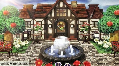 Cottage Mansion, Animal Crossing New Horizon, Country Mansion, Motif Acnl, Mansion Exterior, Ac New Leaf, Animal Crossing Wild World, New Animal Crossing, Animal Crossing Game