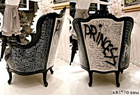 Graffiti Interior Design, Graffiti Video, Graffiti Interior, Interior Graffiti, Graffiti Furniture, Painting Furniture Diy, Funky Painted Furniture, Funky Furniture, Shabby Chic Furniture