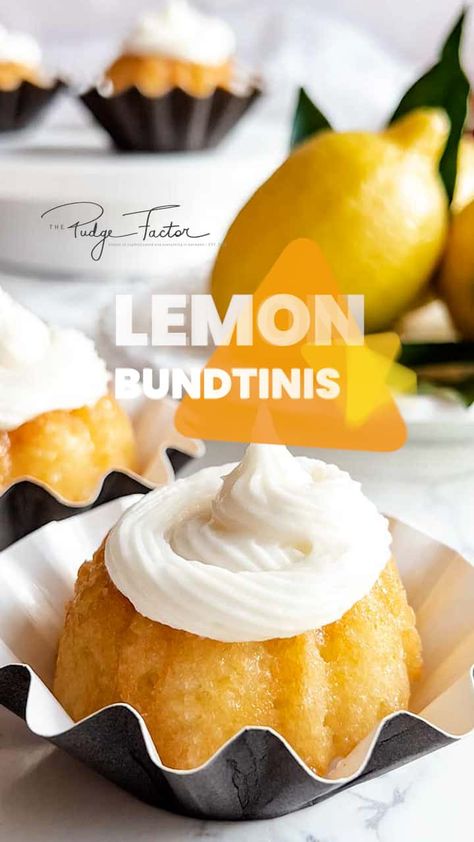 Lemon Bundtinis are miniature bundt cakes with the perfect blend of sweet and tart. They're finished with a swirl of amazing lemon cream cheese frosting. Mini Lemon Bundt Cakes, Lemon Cream Cheese Frosting, Lemon Cream Cheese, Lemon Bundt Cake, Mini Bundt Cakes, Sweet Tart, Small Desserts, Bundt Cakes Recipes, Lemon Cream