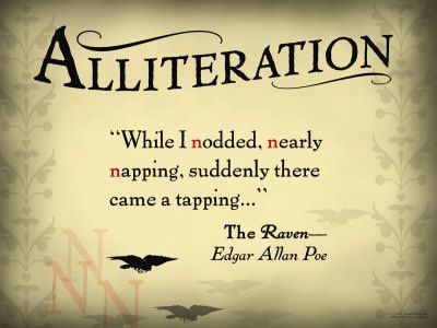 Alliteration Examples, Alliteration Poems, Poetry Vocabulary, Literature Unit Studies, Literature Posters, Literary Terms, Literary Posters, Literary Devices, How To Write Calligraphy