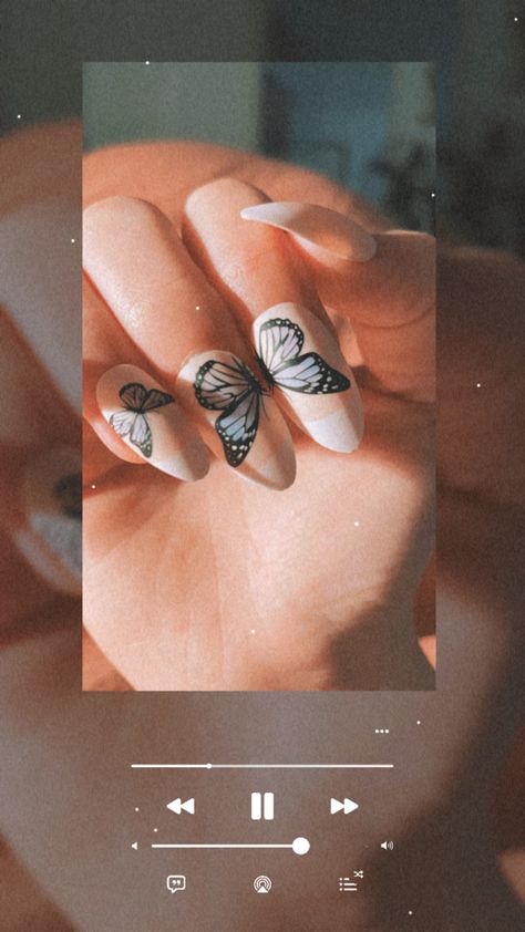 Aesthetic Nails Butterfly, French Tip Butterfly, Cute French Tip, Friends Nails, Half Butterfly, Nails Butterfly, Sweet Sixteen Birthday Party Ideas, Butterfly Nails, Butterfly Nail Art