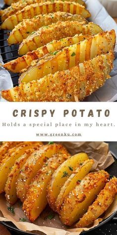 Crispy Parmesan Crusted Potato Wedges: A Family Favorite Ingredients: 3 large yellow potatoes 60 grams Panko breadcrumbs 1 teaspoon salt ½ teaspoon black pepper 1 teaspoon paprika ½ teaspoon garlic powder 30-40 grams grated Parmesan cheese 50 grams olive oil 3 cloves garlic, minced #Crispy #Potato Extra Crispy Parmesan Crusted Potatoes, Crispiest Potatoes Ever, Panko Potatoes, Parmesan Crusted Potato Wedges, Yellow Potatoes Recipes, Potato Wedges Crispy, Potato Side Dishes Easy, Crispy Parmesan Potatoes, Parmesan Crusted Potatoes