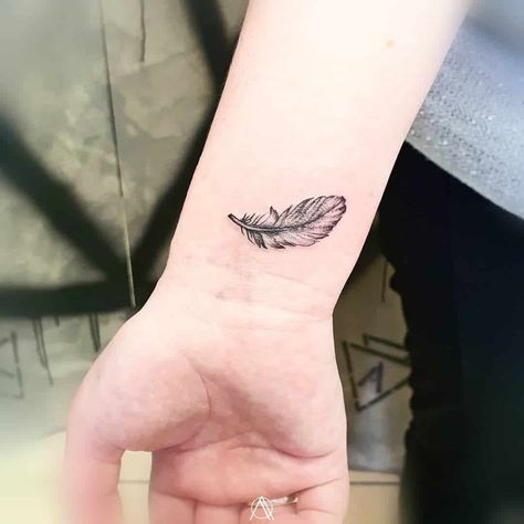 Small Feather Tattoo 1 Wrist Tattoos For Women Feather, Tattoos For Women Feather, White Feather Tattoos, Owl Feather Tattoos, Phoenix Feather Tattoos, Eagle Feather Tattoos, Feather Tattoo Wrist, Small Feather Tattoo, Feather Tattoo Colour