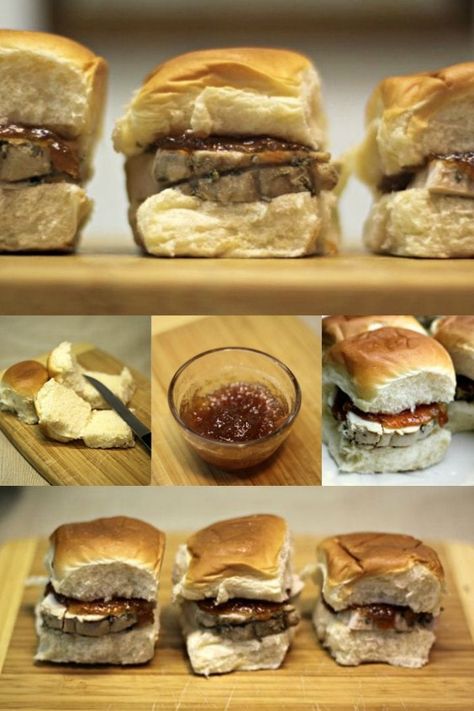 Pork Loin Sliders Sandwiches, Pork Loin Sliders Hawaiian Rolls, Pork Roast Sliders, Pork Tenderloin Sliders Kings Hawaiian, Pork Loin Sliders, Pork Tenderloin Sliders, Oven Baked Pork Tenderloin, Pork Loin With Apples, Tenderloin Sliders