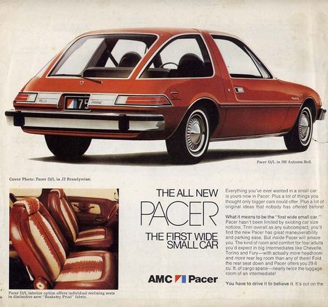 The first wide small car! With Basketry Weave interior! Amc Pacer, Best Family Cars, Car Wheel Cover, Car Wheels Diy, Mid Size Car, Car Wheels Rims, American Motors, Compact Cars, Us Cars