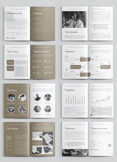 Company Profile Template InDesign - 20 pages - A4 and US Letter size Editorial Poster Design, Profile Design Ideas, Company Profile Design Layout, Booklet Design Layout, Booklet Ideas, Design De Configuration, Company Profile Design Templates, Booklet Layout, Company Profile Brochure