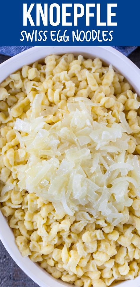 Knoepfle is the Swiss version of Spaetzle, an drop noodle made of an egg noodle dough. It's our family tradition and they are the best holiday side dish recipe. via @crazyforcrust Ancestral Meals, Paris Recipes, German Sides, Swiss Dishes, Switzerland Recipes, Swiss Cheese Recipes, Switzerland Food, Cookbook Inspiration, Food International