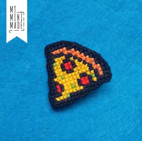 Pizza Slice Badge. Cross Stitch Pin Food. Hand Embroidered Brooch - Etsy Ukraine Pizza Cross Stitch, Embroidered Brooch, Mini Pizza, Pizza Slice, Pin Badges, Cross Stitch Embroidery, Pixel Art, Hand Embroidered, Ukraine