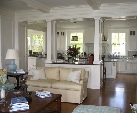 cape cod homes interior pictures | NIEMI Painting & Decorating - W. Barnstable, Cape Cod, MA 02668 Interior Design With White Walls, Fence Remodel, Cape Cod Living Room, Cape Cod House Interior, Cape Cod Interior Design, Cape Cod House Plans, Cape Cod Style House, Cape Cod House, Kitchen And Dining Room