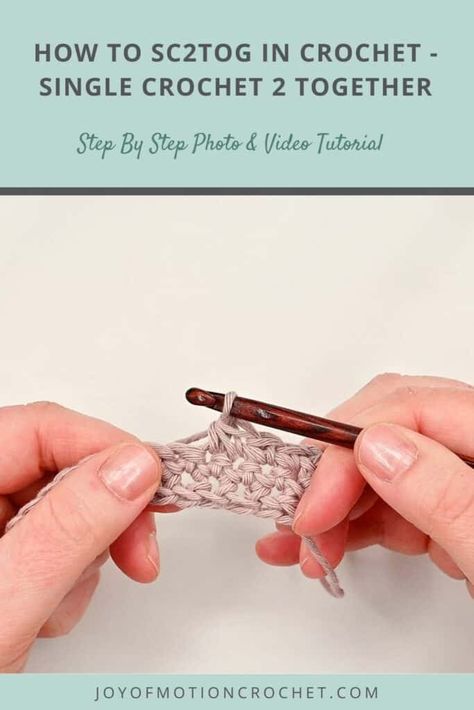 If you're looking to learn the ins and outs of a single crochet 2 together (sc2tog) decrease, then you've come to the right place! rnrnI'm here to walk you through everything from the steps of the stitches to when to use it. rnrnWith my step-by-step instructions and photo tutorial, plus a helpful video tutorial at the end for visual learners, by the time you're done reading this blog post on how to sc2tog in crochet, you'll be an expert! Crochet Stitches Chart, Single Crochet Decrease, Crochet Decrease, Crochet Abbreviations, Crochet Tips, Ins And Outs, Visual Learners, Single Crochet Stitch, Basic Crochet Stitches