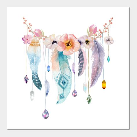 Flowers And Feathers, Sublimation Ideas Projects Inspiration, Coloured Feathers, Beautiful Objects, Wood Burning Art, Feather Pattern, Pastel Flowers, Dreamcatchers, Photo Profil