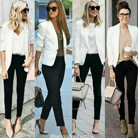 Doctor Attire, White Blazer Outfits, White Blazers, Blazer Outfits Casual, Fashionable Work Outfit, Cream Blazer, Cooler Look, Casual Work Outfits, Blazer Outfits