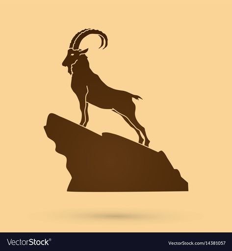 Goat Sillouhette, Mountain Goat Tattoo Design, Mountain Goat Art, Ibex Tattoo, Mountain Goat Tattoo, Ibex Logo, Goat Vector, Animal Design Illustration, Goat Logo