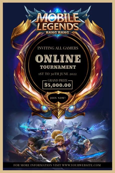 Customize 2,590+ Gaming Poster Templates Mobile Legends Poster, Mobile Legend Tournament Poster, Mobile Legends Tournament, Tournament Poster, Contest Poster, Gaming Poster, Poster Template Free, Poster Template Design, Legend Games