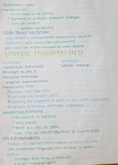 genetic engineering Genetic Engineering Notes, Genetic Engineering Poster, Molecular Genetics Notes, Genetics And Heredity Notes, Genetic Mutation Notes, Point Mutation, Engineering Notes, Study Biology, Genetic Engineering