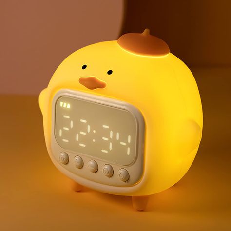 Alarm Clock Design, Cute Alarm Clock, Kids Alarm Clock, Cute Clock, Kids Bedtime, Clock For Kids, Cute Duck, Kids' Desk, Night Light Kids