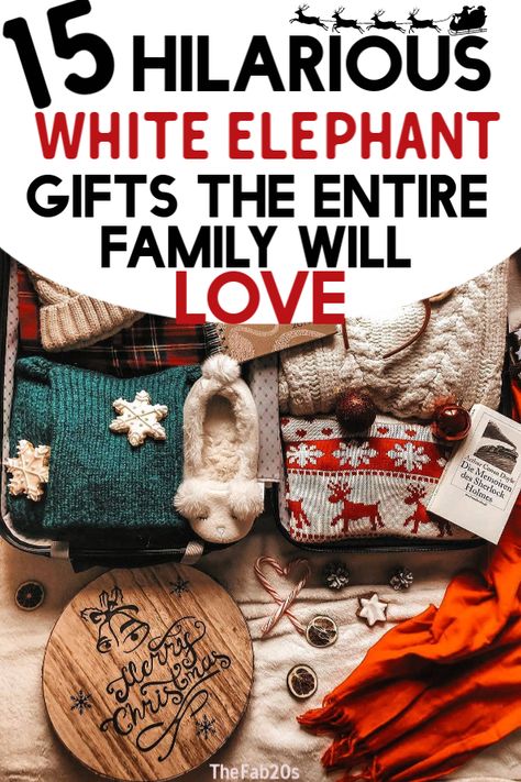 Looking for White Elephant Gift Ideas for this Holiday Season? I’ve got you covered! I have found 15 of the absolute best Christmas White Elephant Gifts, most Under $20 and Hilarious! These unisex Christmas gift ideas are perfect for coworkers or family white elephant gift exchanges. This list includes gifts that are nice AND hilarious!  #christmasgifts #whiteelephant #whiteelephantgifts #gifts #christmasgiftsideas Crazy Christmas Gifts Ideas, The Best White Elephant Gifts Ideas, Home Made White Elephant Gift Ideas, Teenager White Elephant Gifts, Liquor White Elephant Gifts, Silly White Elephant Gifts Funny, Teacher White Elephant Gift Ideas, Awesome White Elephant Gifts, Christmas White Elephant Gifts Exchange