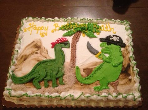 Dinosaur Pirate Party, Joey Birthday, 27th Birthday Cake, My 27th Birthday, Pirate Cakes, Pirates Party, Dinosaur Themed Birthday Party, Pirate Cake, 27th Birthday