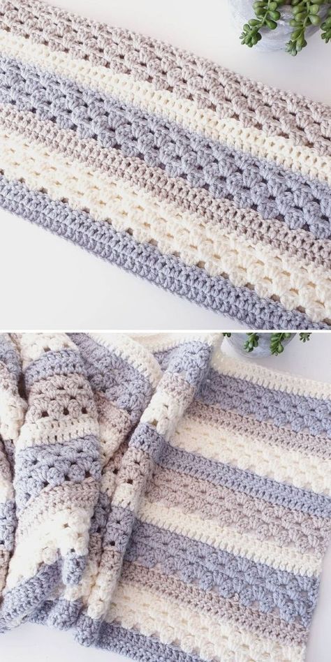 Cosy Stripe Blanket Ideas Beautiful Crochet Baby Blankets, Cosy Stripe Crochet Blanket, Crochet Baby Blanket Diagram, She’ll Crochet Blanket, Full Size Afghan Crochet Pattern Free, Free Striped Crochet Blanket Patterns, Striped Crochet Afghan Pattern Free, Crochet Blanket Multiple Stitches, Everything Crochet Free Patterns