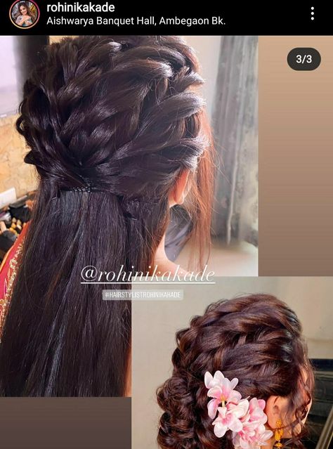 Long Hair V Cut, Peacock Shoes, Reception Hairstyles, Hairstyle Indian, Flower Bun, Long Hair Hairstyles, Saree Hairstyles, Hair Style Vedio, Hairstyles Design