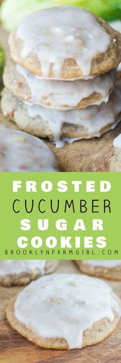 Chewy Frosted Cucumber Cookies are classic tasting cookies made with 1 cup grated cucumber to add some healthy nutrients!  It’s the perfect easy cookie recipe to make with kids to show them vegetables can be yummy! The cute cookies are soft and you will fall in love with the sugar frosting on top!  Who knew baking with cucumbers could be so delicious! Cucumber Cookies, Cucumber Dessert, Easy Cookie Recipe, Cookie Recipes Chewy, Biscuits Diététiques, Cookies Healthy, Sugar Frosting, Summer Baking, Healthy Sugar