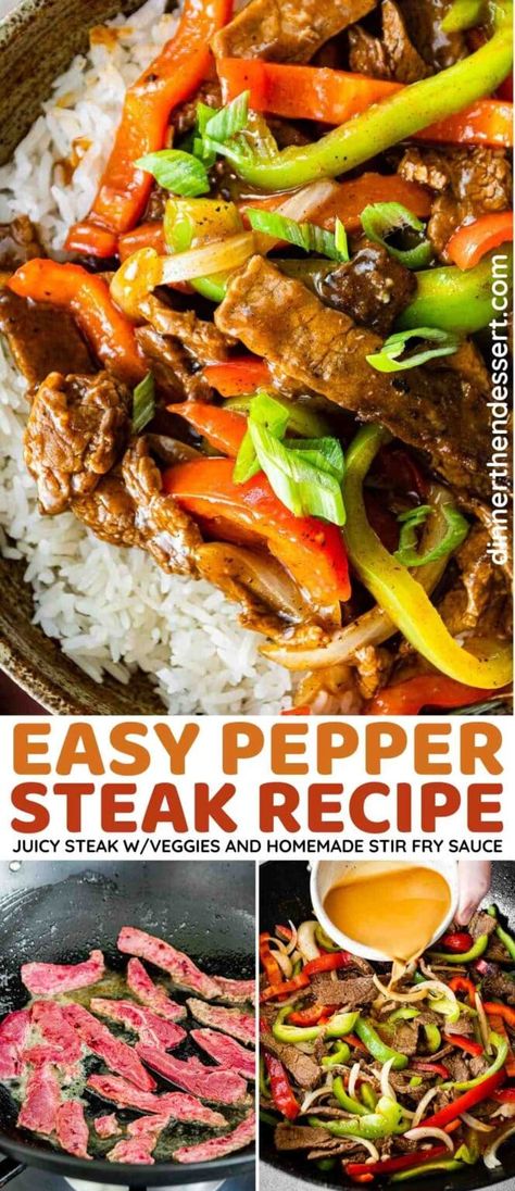 Stuffed Bell Peppers With Steak, Steak With Bell Peppers And Onions, Easy Steak Meals For Dinner, Pepper Onion Steak, Peper Steak Recipe Easy, Steak Ideas For Dinner Families, Recipe With Peppers And Onions, Beef And Peppers Stir Fry Easy Recipes, Pepper Steak Sauce Recipe