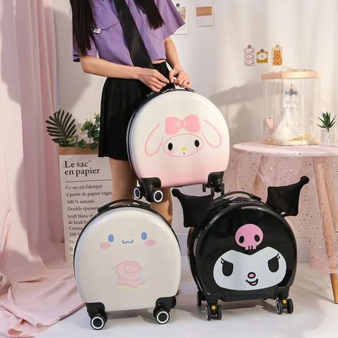 20 Inch Sanrio Cinnamoroll My Melody Kuromi Small Suitcase Cute Trolley Case Travel Trolley Case Portable Aircraft Luggage Case - AliExpress Kuromi Suitcase, Luxury Room Design, Cute Suitcases, Sanrio Stuff, Fashion Anime, Small Suitcase, Luggage Case, Cartoon Bag, My Melody Kuromi