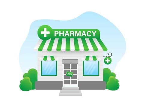 Vector cartoon illustration with pharmac... | Premium Vector #Freepik #vector #pharmacy #pharmacy-shop #drugstore #medical-shop Pharmacy Cartoon, Pharmacy Building, Building Cartoon, Medical Shop, Premium Vector Cartoon, Illustration Flat, Vector People, Vector Cartoon, People Illustration