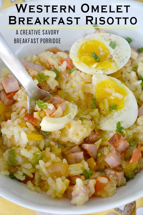 Change up breakfast today with a creative, yummy risotto. This Western Omelet Breakfast Risotto is a great savory breakfast. Breakfast Risotto Recipes, Breakfast Risotto, Fancy Breakfast, Breakfast Porridge, Fried Breakfast, Over Easy Eggs, Sweet Potato Hash, Risotto Recipes, Fairy Clothes