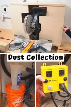 Miter Saw Dust Collection | DIY Montreal Mitre Saw Dust Collection, Dust Collector Diy, Home Made Table Saw, Shop Dust Collection, Table Saw Station, Sliding Mitre Saw, Mitre Saw Station, Miter Saw Table, Diy Sewing Table