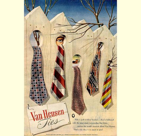 Somewhat creepy 1947 ad for Van Heusen Ties. #surrealist #1940s #fashion #ads 1940s Mens Fashion, New Mens Fashion, Vintage Mens Fashion, Mens Tie, Fashion Marketing, Van Heusen, Mens Accessories Fashion, Mens Fashion Trends, X Ray