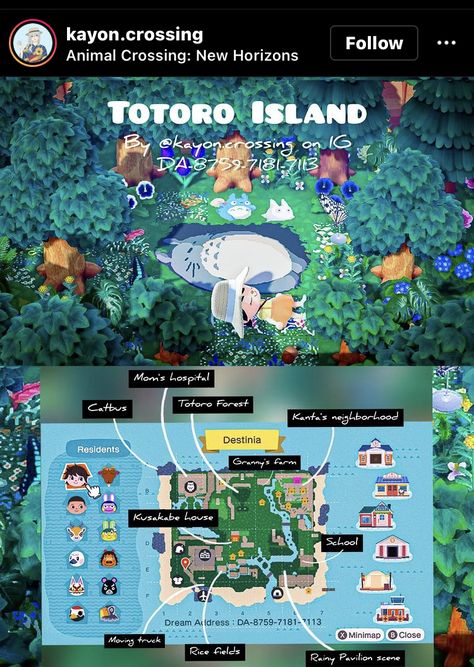 Flat Island Animal Crossing, Ponyo Animal Crossing, Acnh Totoro Designs, Animal Crossing Totoro, Acnh Paths Designs Studio Ghibli, Animal Crossing Studio Ghibli Design, Soot Sprite Animal Crossing, Totoro Acnh, Acnh Ghibli Design