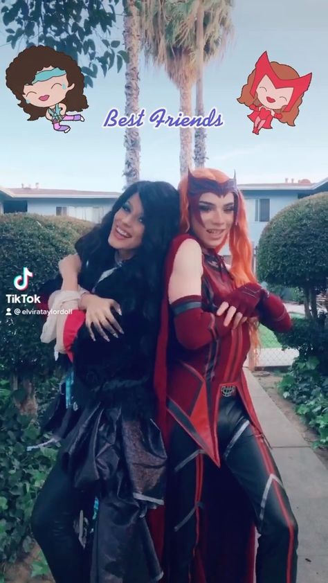 In this universe Agatha and Wanda are friends! @wandavision @mamadeenaofficial #wandavision #wandamaximoff #agathaharkness #cosplay… | Instagram Wanda And Agatha Costume, Agatha Costume, Agatha And Wanda, Wanda And Agatha, Roblox Youtubers, Cosplay Instagram, Wanda And Vision, Toys Dolls, Collector Dolls