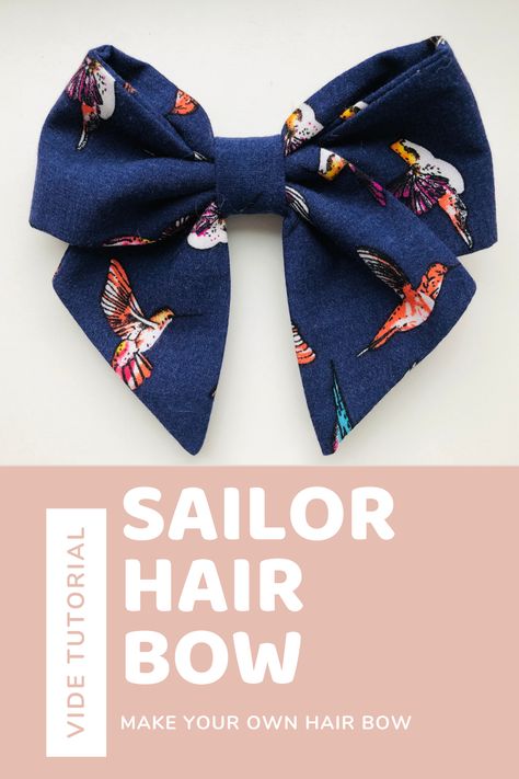 Scrunchie Bow Pattern, Sailor Bow Tutorial Free Pattern, Dog Bow Sewing Pattern, How To Make A Sailor Bow, Hair Tie Bows Diy, How To Make Sailor Bows, Fabric Hair Accessories Diy, Making Hair Bows Out Of Fabric, Hair Bow Sewing Pattern Free