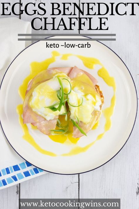 Keto Eggs Benedict? Yes please! Make this classic brunch recipe keto-style by piling all that goodness onto a chaffle! Make the Benedict sauce (hollandaise recipe) from scratch and save even more carbs! Keto brunch recipes and keto breakfast recipes have never been tastier! Making keto recipes easy, print this today and make it tomorrow! -chaffle - eggs benedict easy - waffles Eggs Benedict Easy, Keto Brunch Recipes, Benedict Sauce, Keto Eggs Benedict, Keto Eggs, Hollandaise Recipe, Easy Eggs Benedict, Keto Brunch, Keto Chaffle