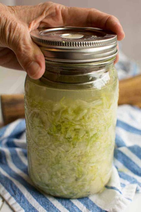 Bare-Naked Sauerkraut [JUST TWO INGREDIENTS] | MakeSauerkraut Raw Sauerkraut, Making Sauerkraut, Fermented Sauerkraut, Sauerkraut Recipe, Fermenting Weights, Homemade Sauerkraut, Fermentation Crock, Sauerkraut Recipes, Vegetarian Cabbage