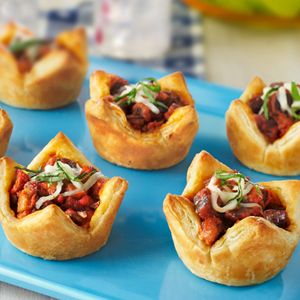 Pepperidge Farm® Puff Pastry - Recipe Detail - Eggplant Parmesan Cups Tartlets Savory, Puff Pastry Tartlets, Parmesan Cups, Pepperidge Farm Puff Pastry, Tartlets Recipe, Campbell Soup Company, Puff Pastry Tart, Pepperidge Farm, Eggplant Parmesan