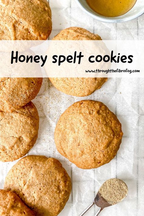 These honey spelt cookies are a fun and healthy snack, made with spelt flour and a touch of cardamom for a hint of spice. Spelt Scones Recipe, Spelt Flour Benefits Health, Spelt Dessert Recipes, Vegan Spelt Cookies, Spelt Flour Desserts, Spelt Cookies Healthy, Spelt Flour Biscuits, Healthier Biscuits, Spelt Flour Cookies