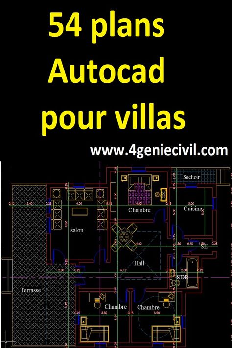 54 plans autocad dwg pour villas Autocad Plan, Plan Villa, Villa Plan, Modern Houses, Autocad, Architecture House, Jay, Modern House, Villa